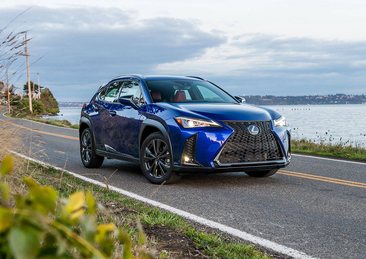 The 2021 Lexus UX 200 F Sport model is distinguished from other versions by its exclusive grille and bumpers. (Manufacturer photo)