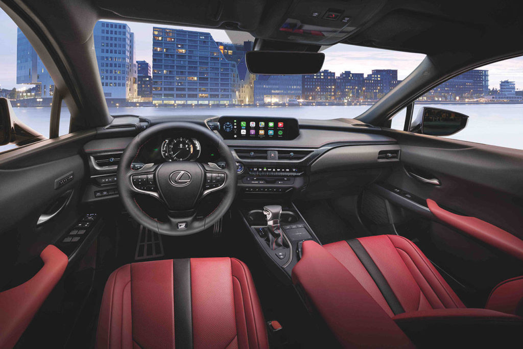 The 2021 Lexus UX F Sport models have bolstered seats, performance-style instrumentation and other interior upgrades. (Manufacturer photo)
