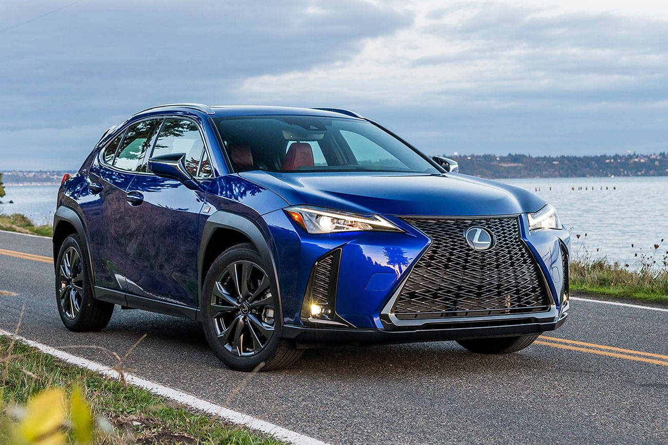 The 2021 Lexus UX 200 F Sport model is distinguished from other versions by its exclusive grille and bumpers. (Manufacturer photo)