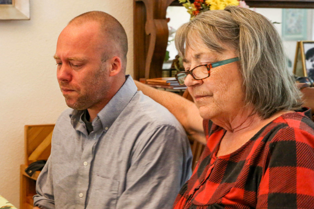 Matt Reed (left) with his mother-in-law, Karen Alvin, remembers the day Meredith Reed died leaving behind baby Dylan, born three months premature. Meredith died of an embolism in her lungs just after Dylan was delivered by C-section on April 15. (Kevin Clark / The Herald)
