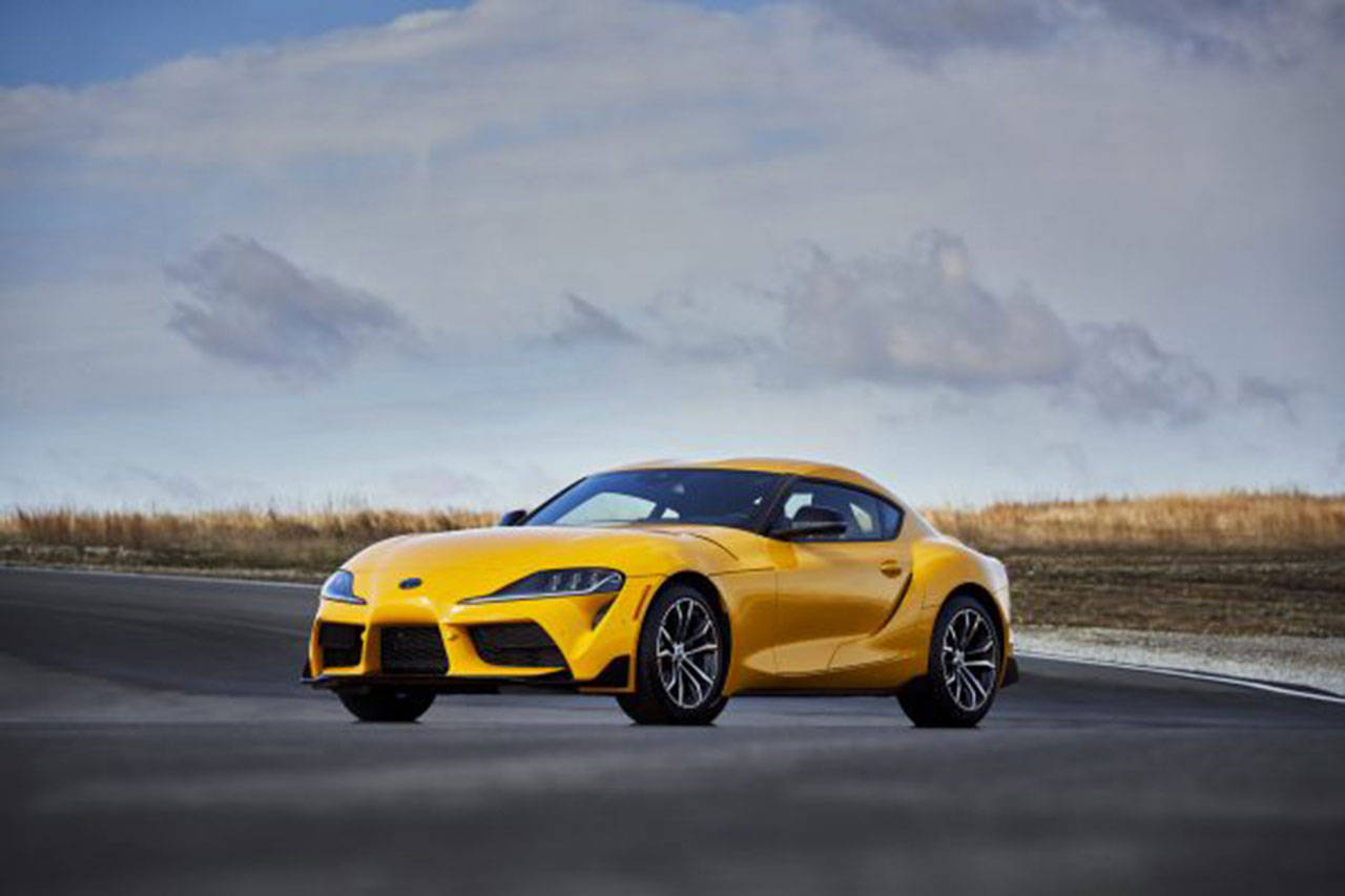 The 2021 Toyota GR Supra two-seat sports car is available in six-cylinder and four-cylinder versions. (Manufacturer photo)
