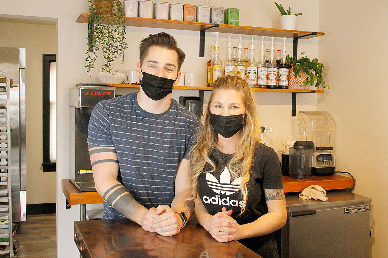 Owners Newton and Naomi Kellogg opened the Ulysses Coffee cafe on April 24. (Kira Erickson / South Whidbey Record)