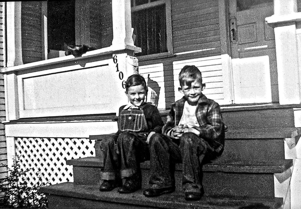 Jerry Hilson (left) with his childhood friend, David Peterson, in West Seattle in 1945. They rekindled their friendship with a lunch meeting Wednesday after 75 years without seeing one another. (Contributed photo)
