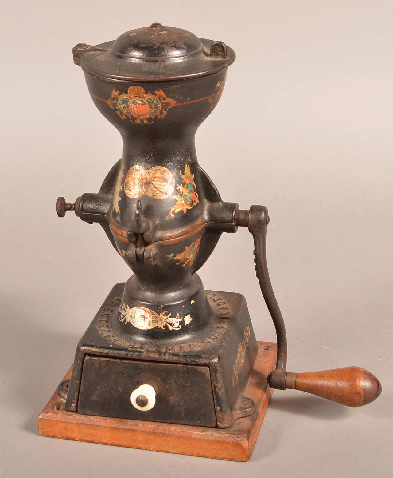 Sold at Auction: Wooden French one Drawer Coffee Grinder With Copper/Brass  Top