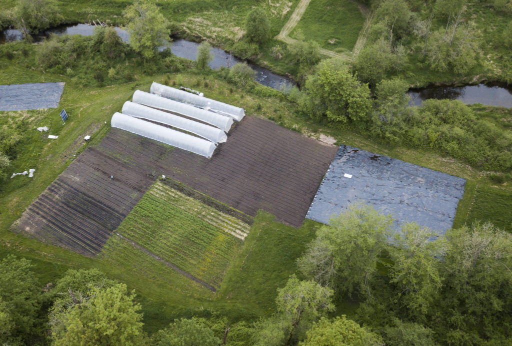 A birds-eye view of Orange Star Farm near Monroe. (Olivia Vanni / The Herald)
