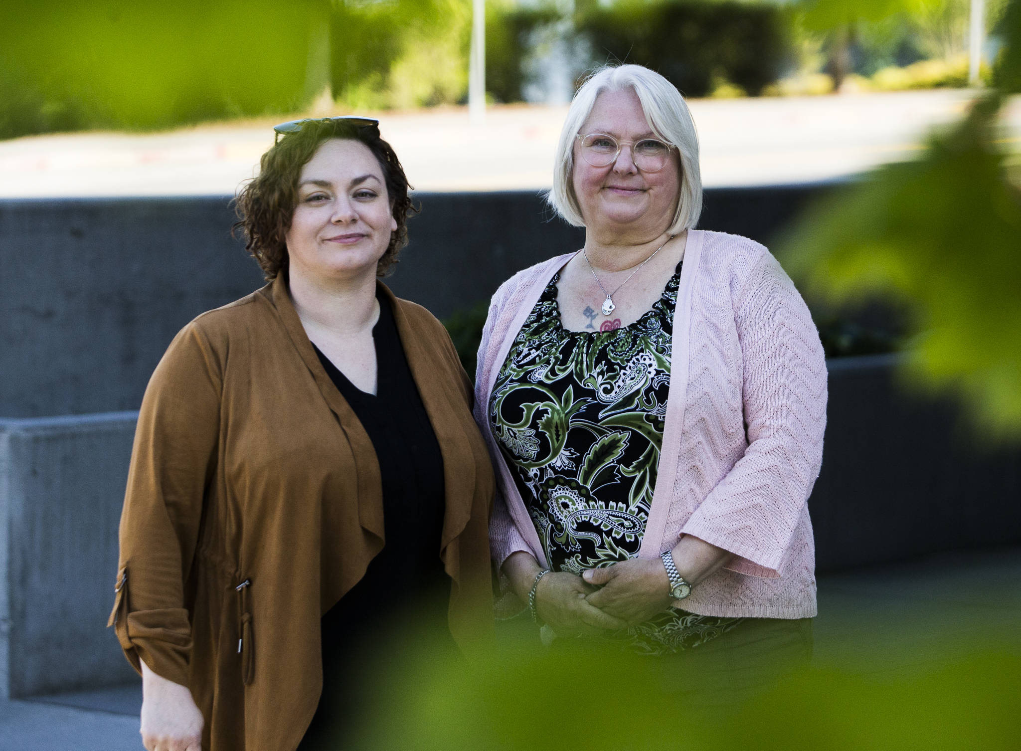 Beverly Bowers (right) and daughter Lea Alejandro in Everett. They fear for Bowers’ son, who lives on the streets. (Olivia Vanni / The Herald)