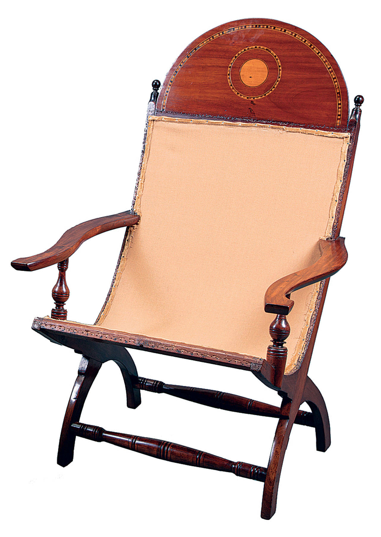 These Campeche chairs are made of mahogany with a small, circular inlay of a lighter wood. They were estimated to be worth $5,000 each. (Cowles Syndicate Inc.)