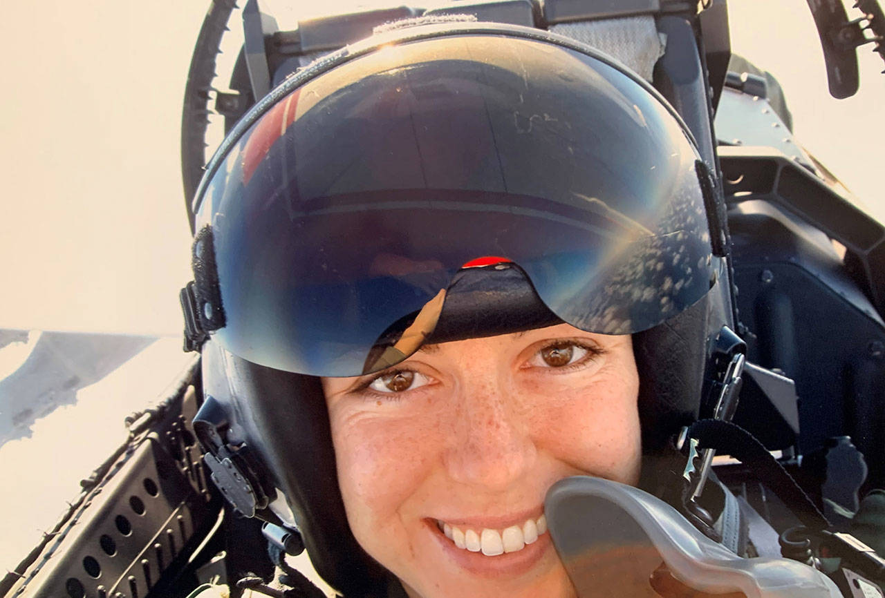 Lt. Col. Alex Dietrich sits in her aircraft, which she flew between 2001-07. Dietrich and a fellow pilot spotted a UFO in 2004. (Family photo)