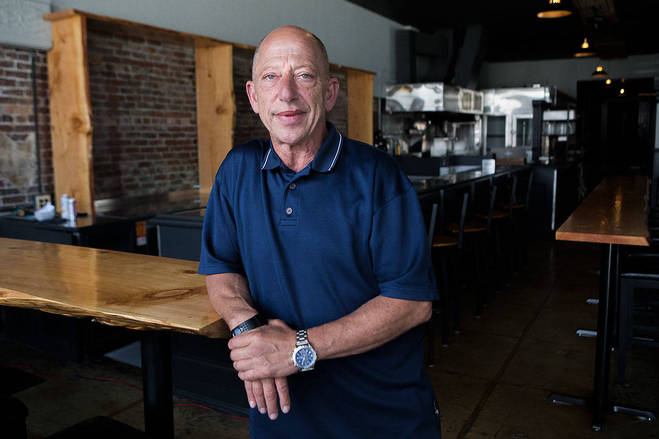 Joel Starr, owner of the Flying Pig, in the new restaurant space that was formerly the Prohibition Gastropub, Abbott's, on Thursday, June 24, 2021 in Everett, Wa. (Olivia Vanni / The Herald)