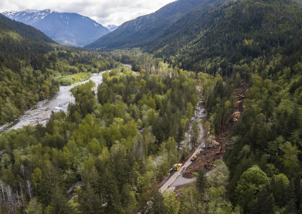 Construction of the new section of Index-Galena Road in Index. (Olivia Vanni / The Herald)
