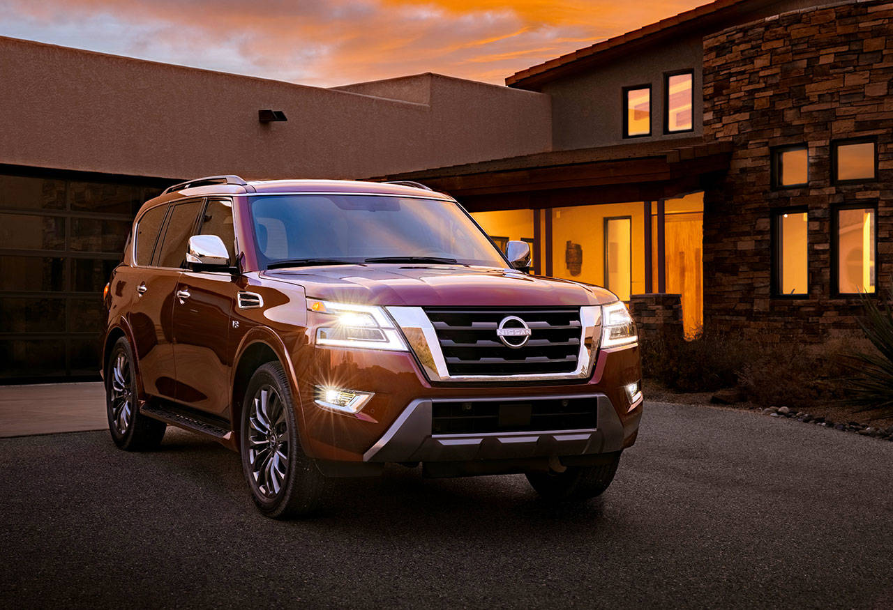 Along with its redesigned front end, the 2021 Armada is the first Nissan vehicle to wear the company’s new logo. (Nissan)