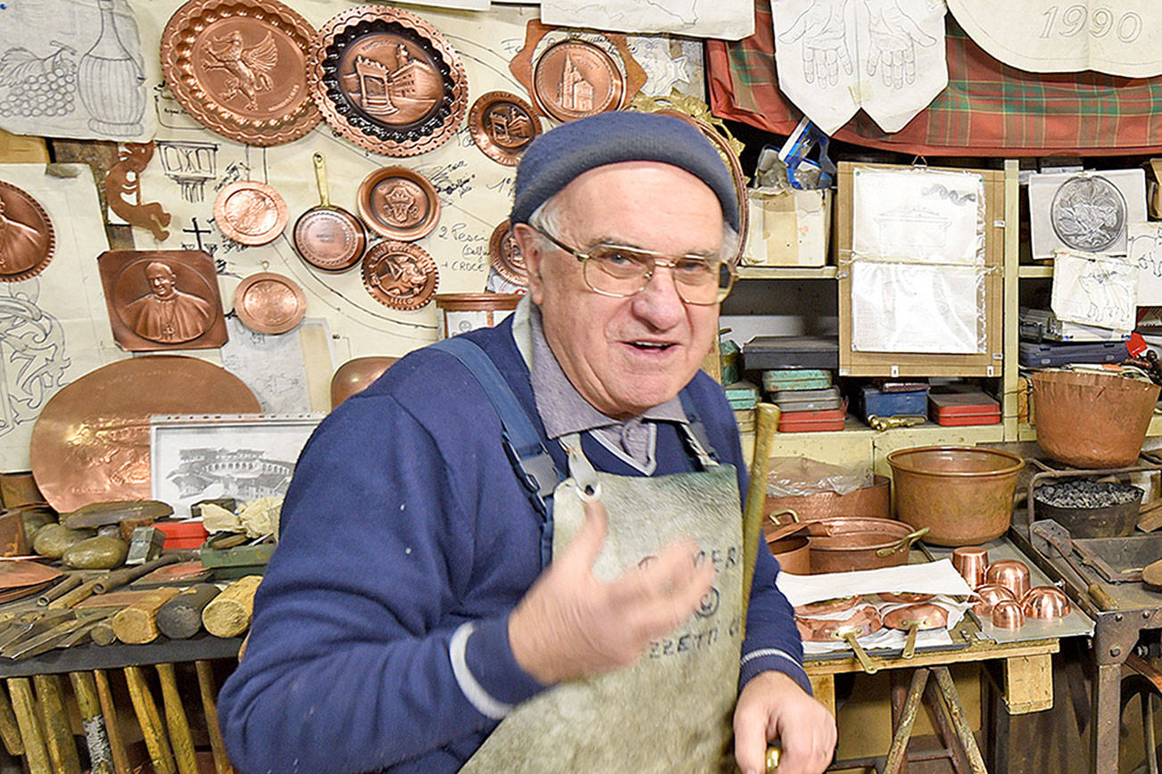 A coppersmith in Montepulciano, Italy.