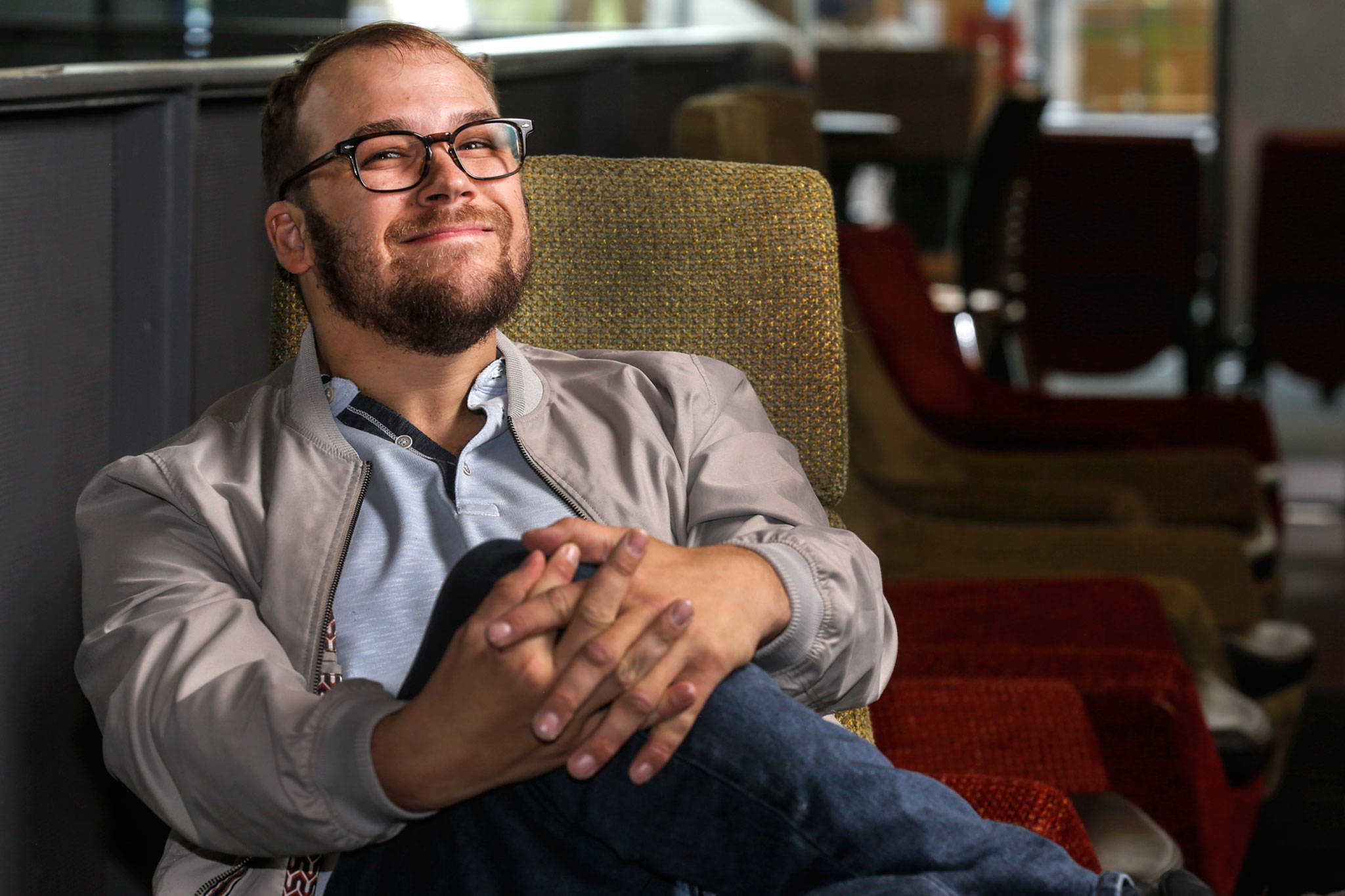 Chris Hays, who grew up with cerebral palsy, has overcome much to become the Chancellor’s Medal recipient at UW Bothell and a member of the university’s class of 2021. (Kevin Clark / The Herald)