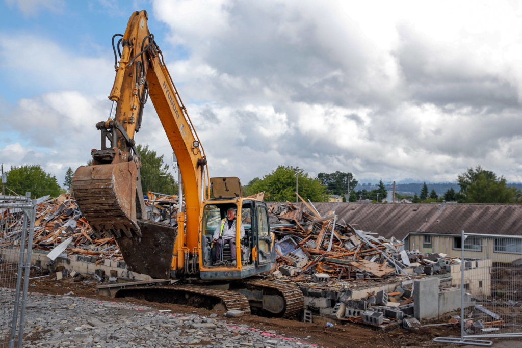 Demolition of Baker Heights, public housing in north Everett’s Delta neighborhood, is underway. (Kevin Clark / The Herald)
