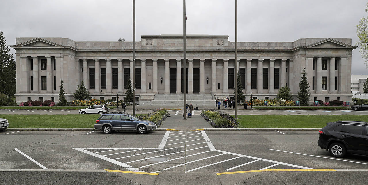 The Temple of Justice is shown Thursday, April 23, 2020, at the Capitol in Olympia. (Ted S. Warren / Associated Press)