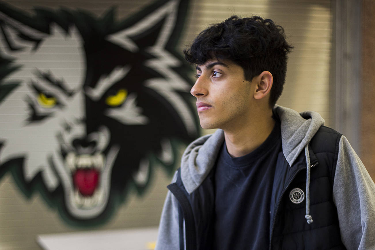 Arnav Sood, senior ASB president at Henry M. Jackson High School, on Thursday, April 22, 2021 in Mill Creek, Wash. (Olivia Vanni / The Herald)