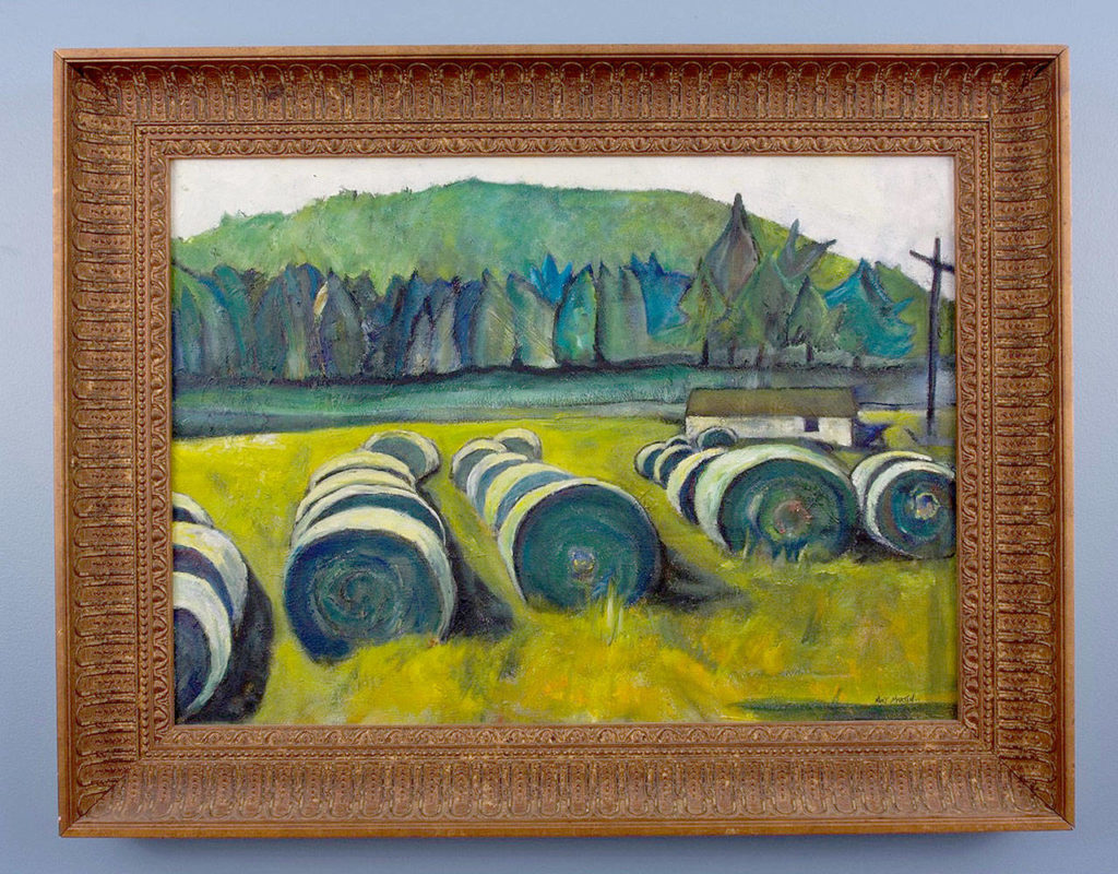 “Hay Bails” in oil by Amy Martin.
