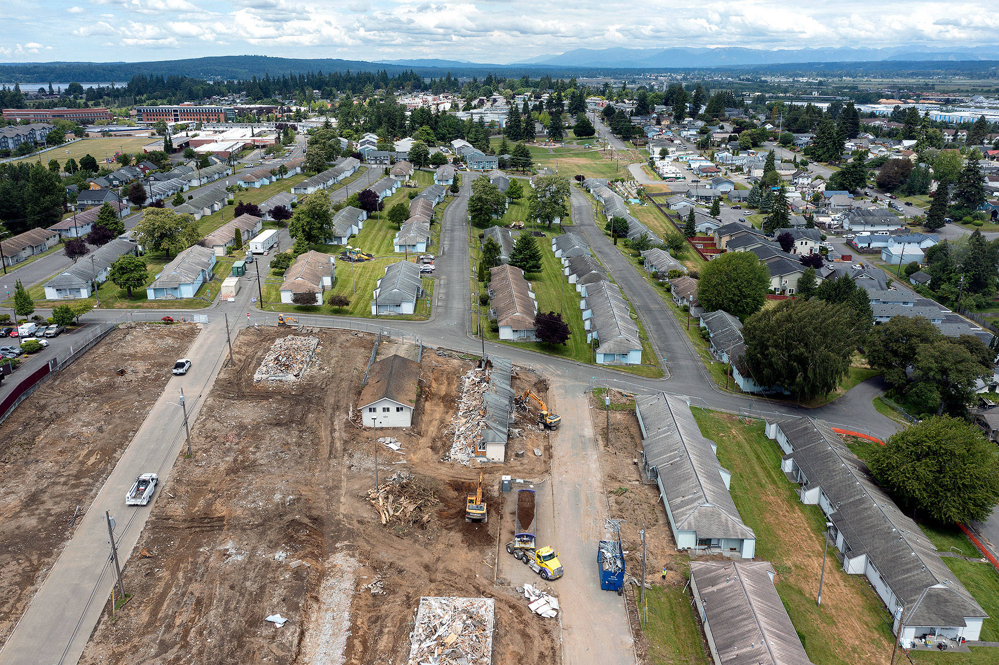 Demolition earlier this month at the Baker Heights housing development. (Chuck Taylor / Herald file)