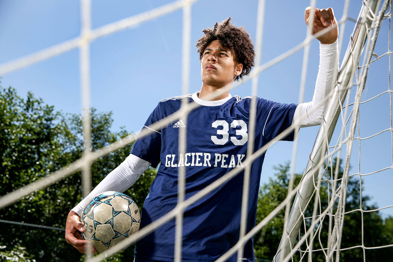 Azavier Coppin, Glacier Peak sophomore, score 17 goals in the abbreviated season and is The Herald's boys soccer Player of the Year. (Kevin Clark / The Herald)