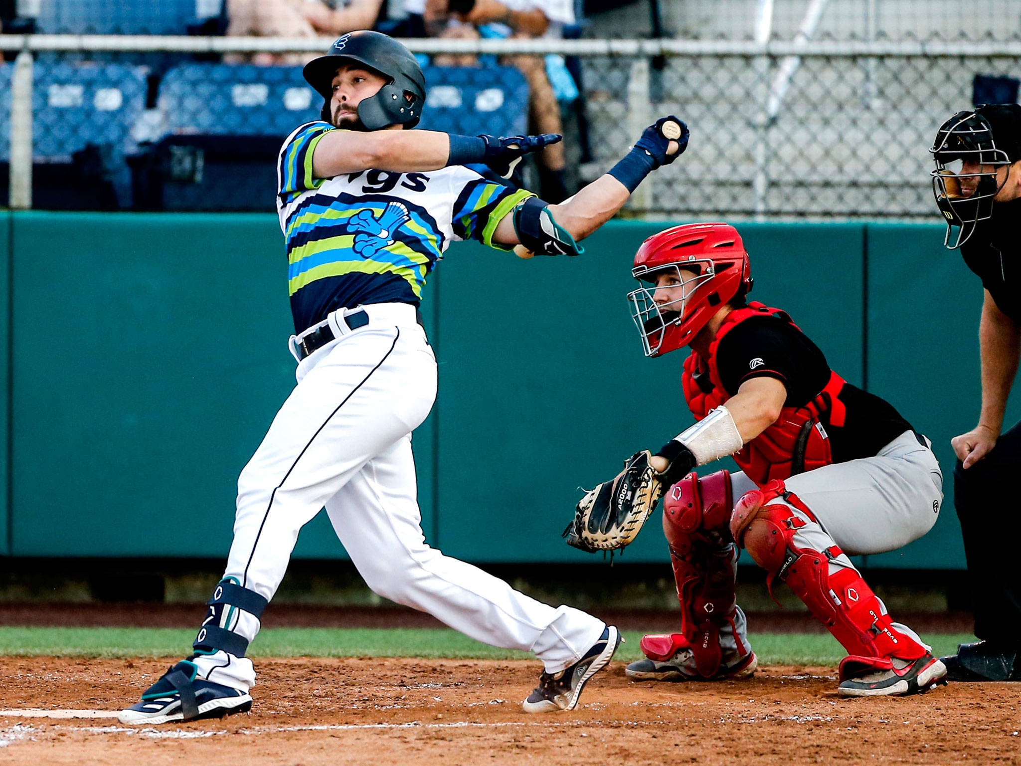 The AquaSox scored a combined 47 runs this past week while winning five of six games against Vancouver to move into first place in the High-A West. (Kevin Clark / The Herald)