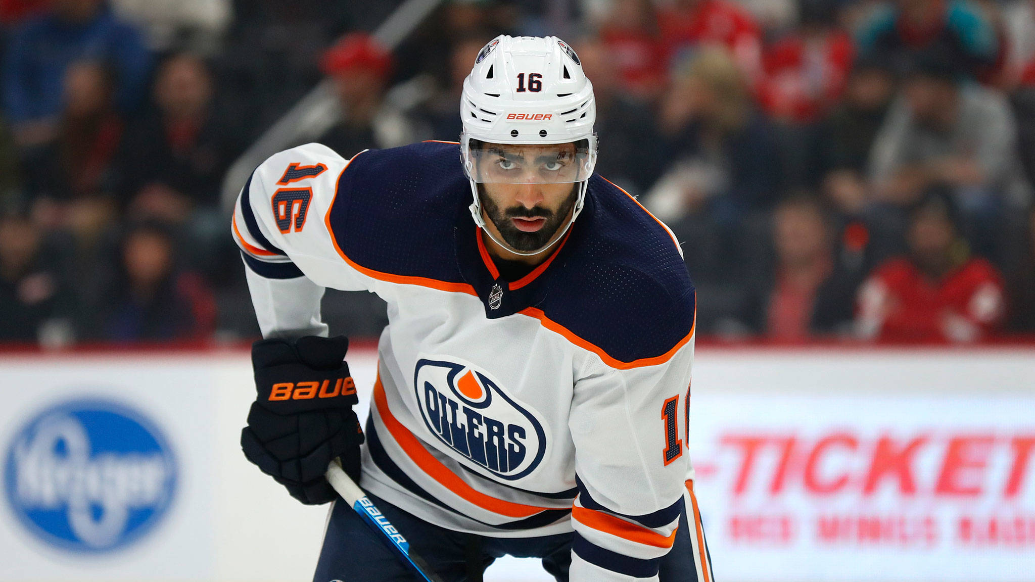 Oilers left wing Jujhar Khaira, a former Silvertip, will face the Seattle Kraken in a preseason game on Oct. 1 at Angel of the Winds Arena in Everett. (AP Photo/Paul Sancya)