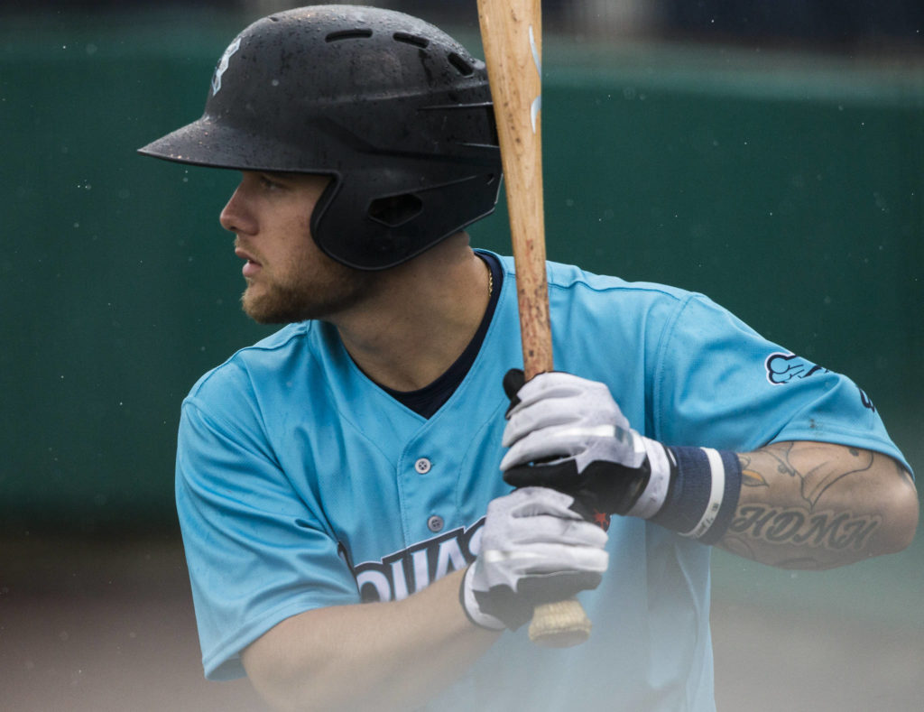 Kaden Polcovich, photographed earlier this season, went 9-for-18 with three triples in this past week’s series against Eugene. (Olivia Vanni / The Herald)
