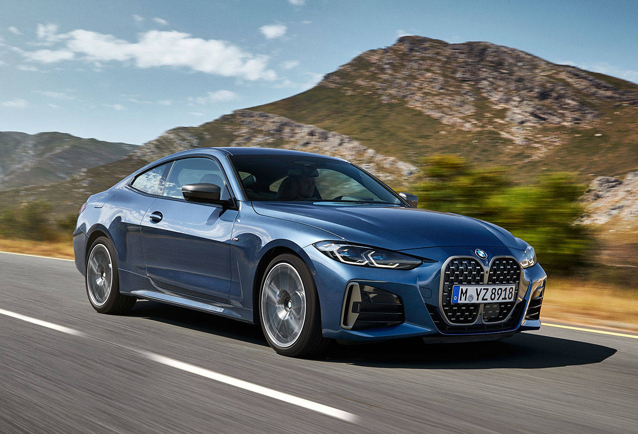 The 2021 BMW 4 Series coupe has a new interpretation of the brand’s signature kidney grille. (BMW)