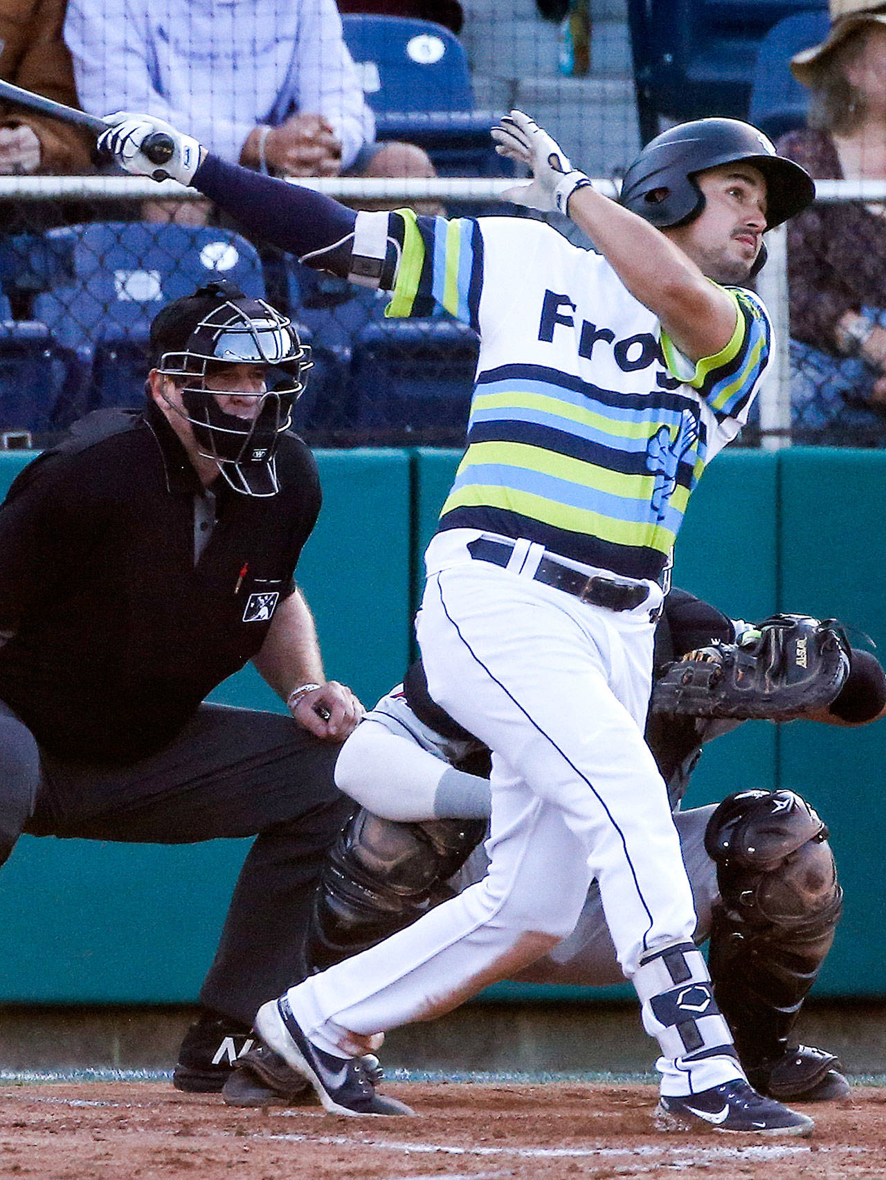 Austin Shenton was on a tear at the plate over the last month and a half with the AquaSox. (Kevin Clark / The Herald)