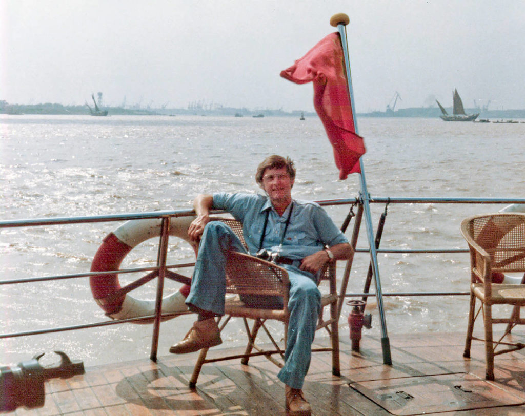 Bob Anderson on a ferry on the Yangtze River during a trip to China, a country he visited often to build cultural and trade relations with. (Courtesy of the Anderson family)
