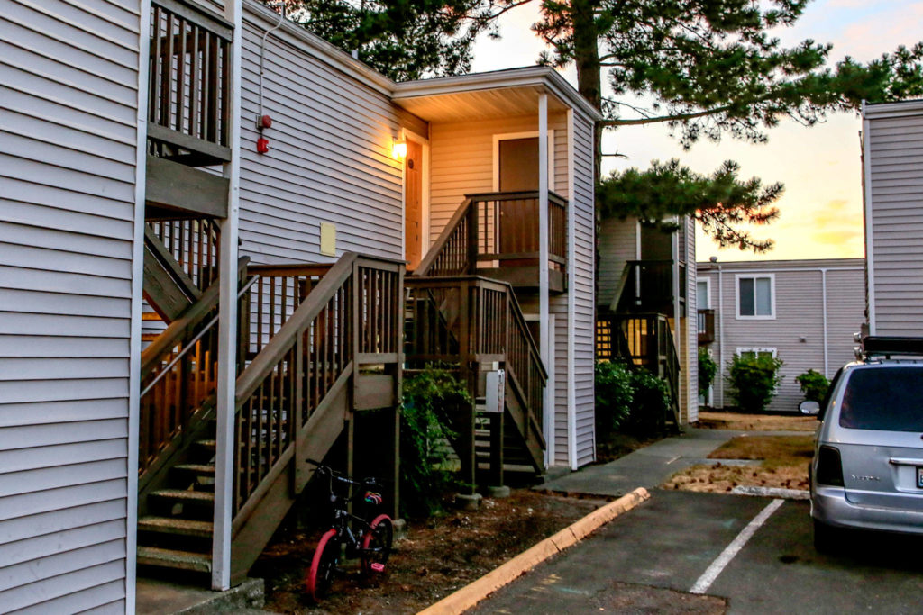 Whispering Pines Apartments complex, which is to be demolished in October but must be vacated on Aug. 31. (Kevin Clark / The Herald)
