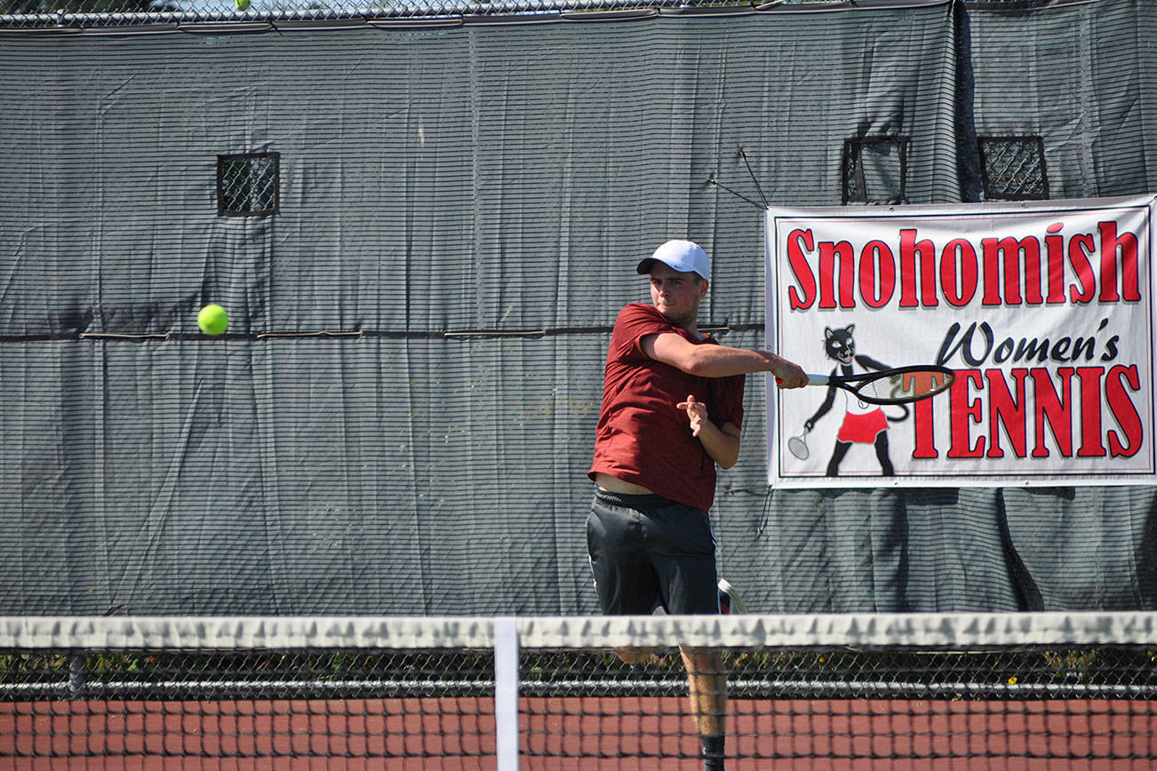 Shorecrest's Ben Silber (pictured) and Edmonds-Woodway's Paige Oliver finished second in the Mixed Doubles division at the Snohomish Summer Smash tennis tournament on July 22-25, 2021, at Snohomish High School. (Photo by Kristi Lin)