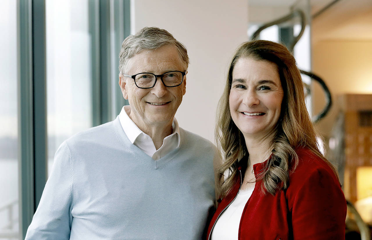 In this February 2019 photo, Bill and Melinda French Gates pose together in Kirkland. (AP Photo/Elaine Thompson, File)