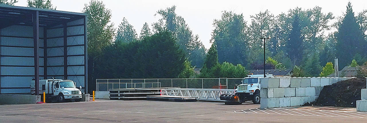 A pedestrian bridge that is to be placed in North Cove Park sits at a city of Lake Stevens storage facility. (Contributed)