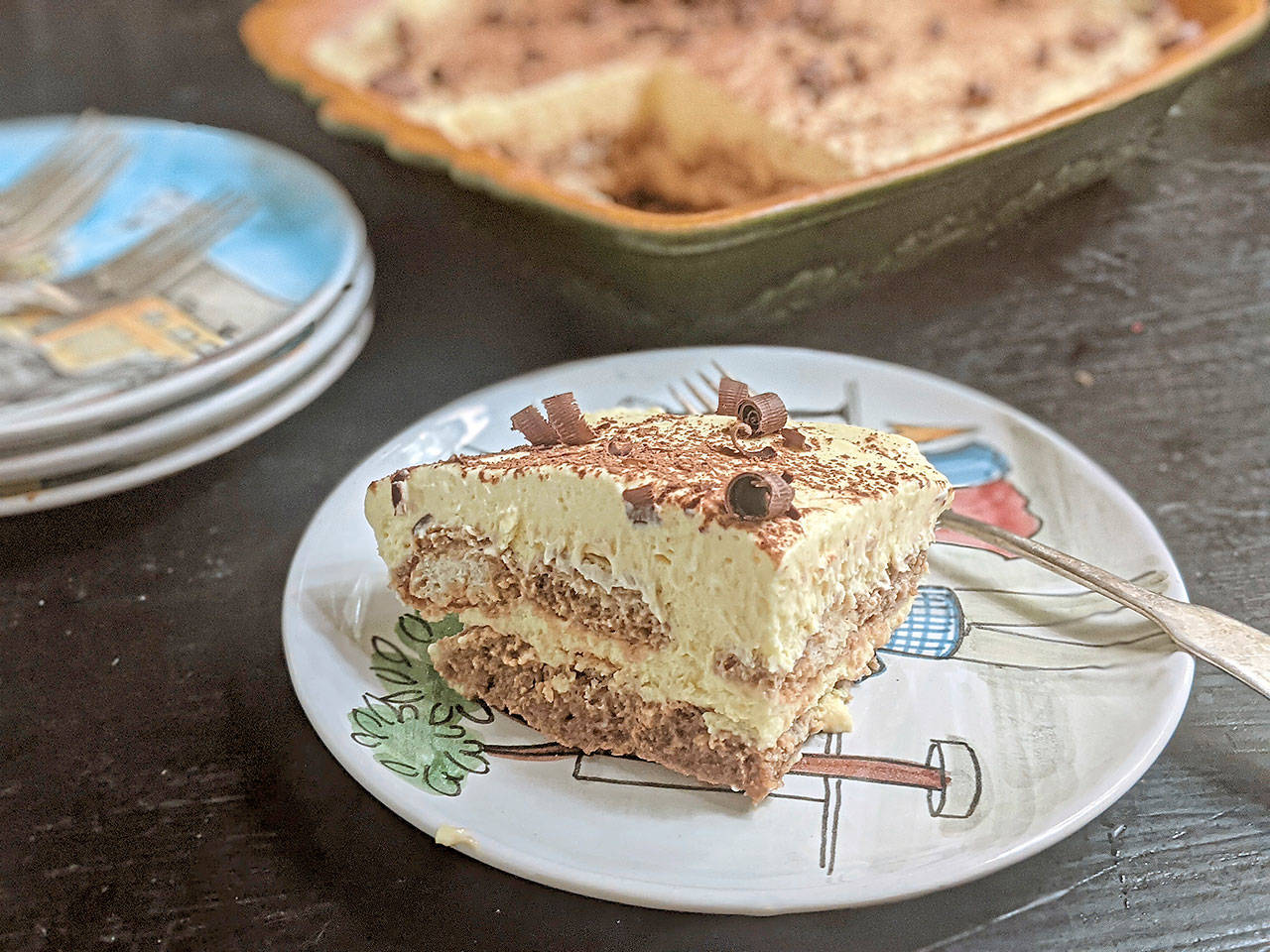 With its cool whipped topping and spongy, espresso-soaked cookies, tiramisu is the perfect summer dessert. (Gretchen McKay / Pittsburgh Post-Gazette)