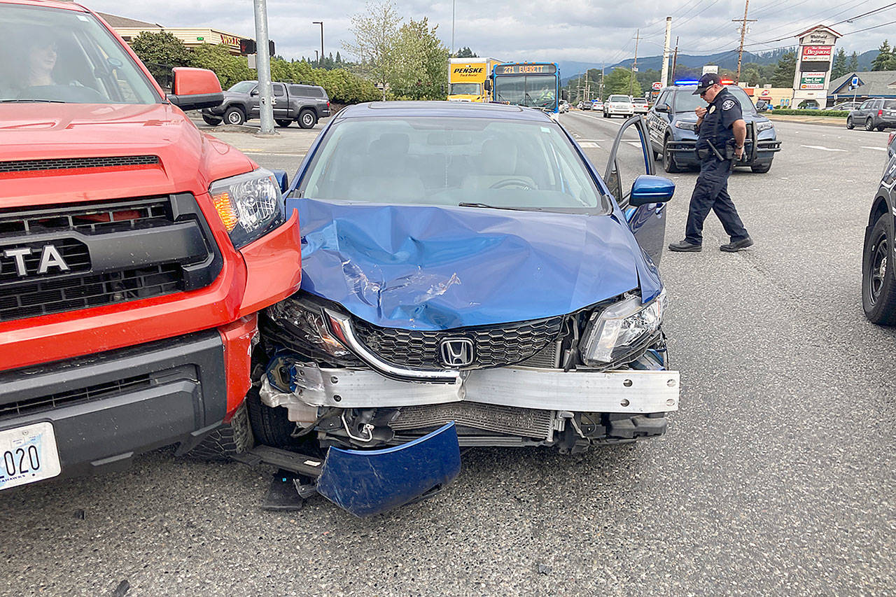 A suspected drunk driver allegedly collided with several vehicles Saturday afternoon on U.S. 2 near Chain Lake Road in Monroe. (Monroe Police Department)