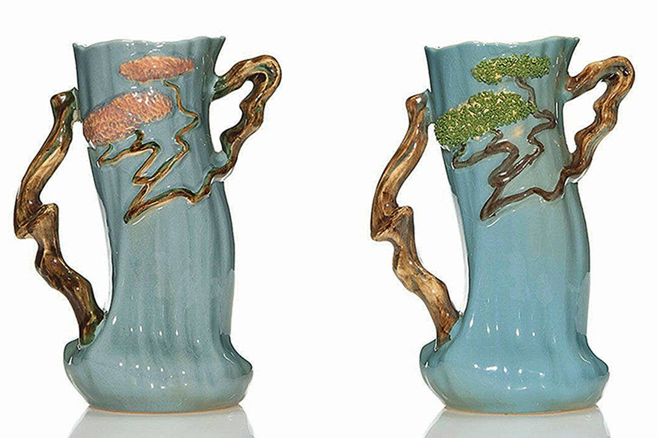 Three Ming Tree vases each have a different trial glaze color