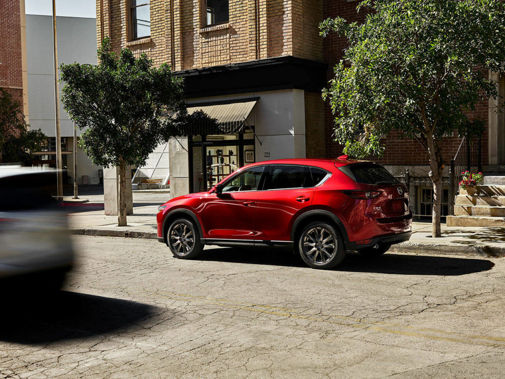 The 2021 Mazda CX-5 offers a choice of two four-cylinder engines, one of them turbocharged. (Manufacturer photo)
