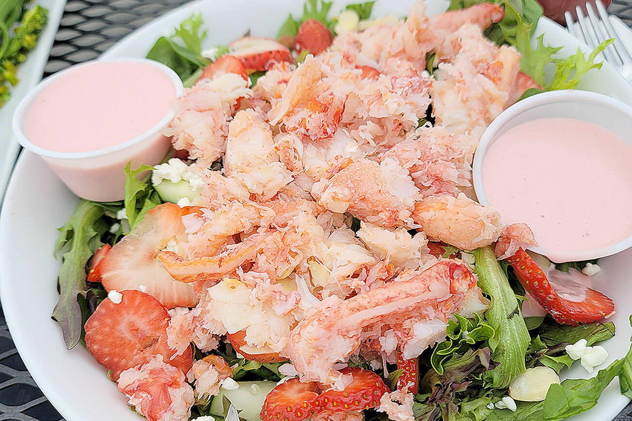 This delicious--and labor intensive--strawberry salad with Dungeness crab was worth the drive to The Loft, in Poulsbo. (Jennifer Bardsley)