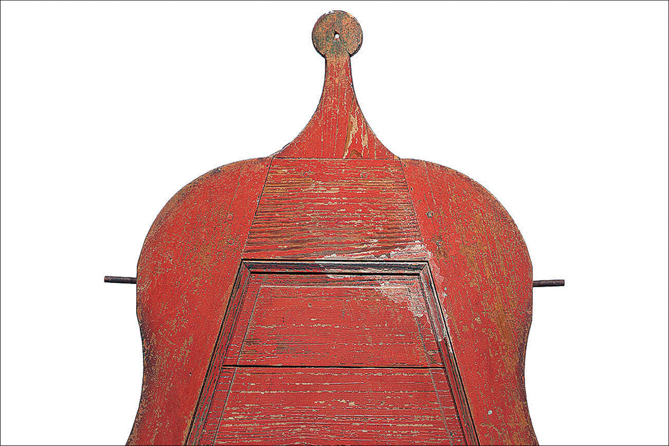 This rare Louisiana Creole Gros Rouge punkah from the late 18th-early 19th century made of Southern Yellow Pine with mortise-and-tenon construction, 40 1/2 by 35 inches, was estimated to sell for $10,000 to $15,000 at Neal Auctions, but it didn't sell. (Cowles Syndicate Inc.)