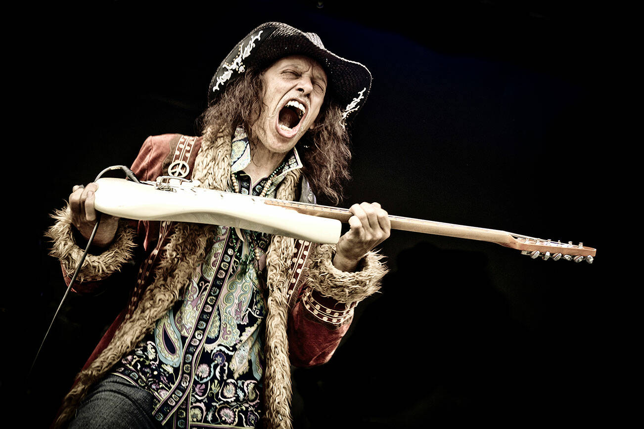 Randy Hansen, considered the premiere Jimi Hendrix imitator, is performing with his band Oct. 9 at the Historic Everett Theatre. (Cristina Arrigoni)
Randy Hansen, considered the premiere Jimi Hendrix imitator, is performing with his band at 8 p.m. April 7 at the Historic Everett Theatre. (Cristina Arrigoni)
