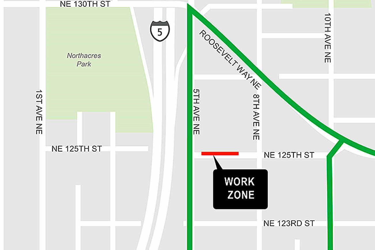 Work on the light rail trackway will require over two weeks of overnight closures of 236th Street SW near I-5 in Mountlake Terrace. (Sound Transit)