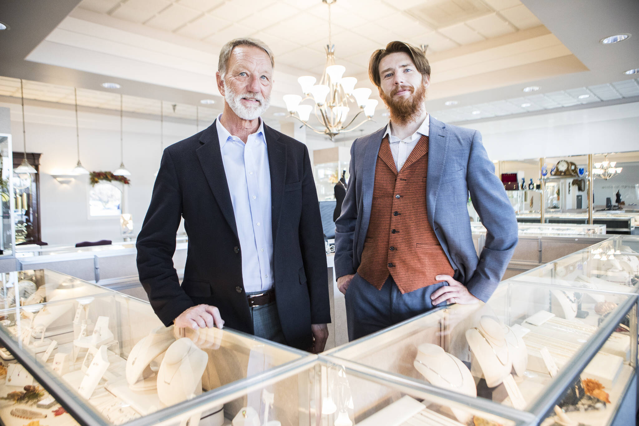 Jeff Wagner (left) and son Casey Wagner at Wagner Jewelers in Marysville. (Olivia Vanni / The Herald)