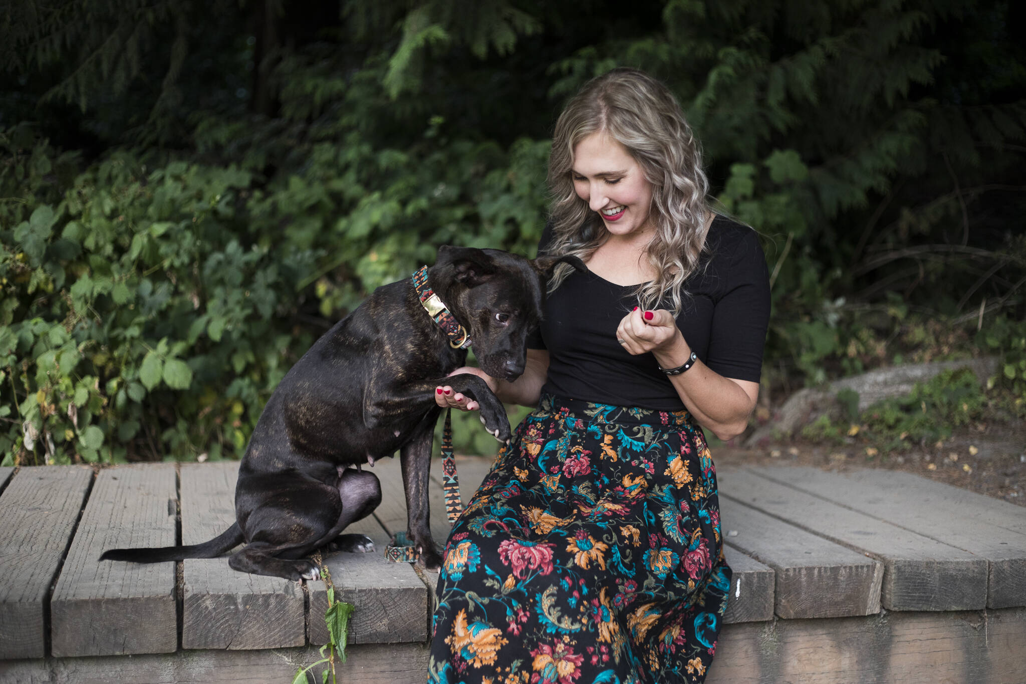 Adriana Reedy and her “foster fail” Juniper. (Olivia Vanni / The Herald)