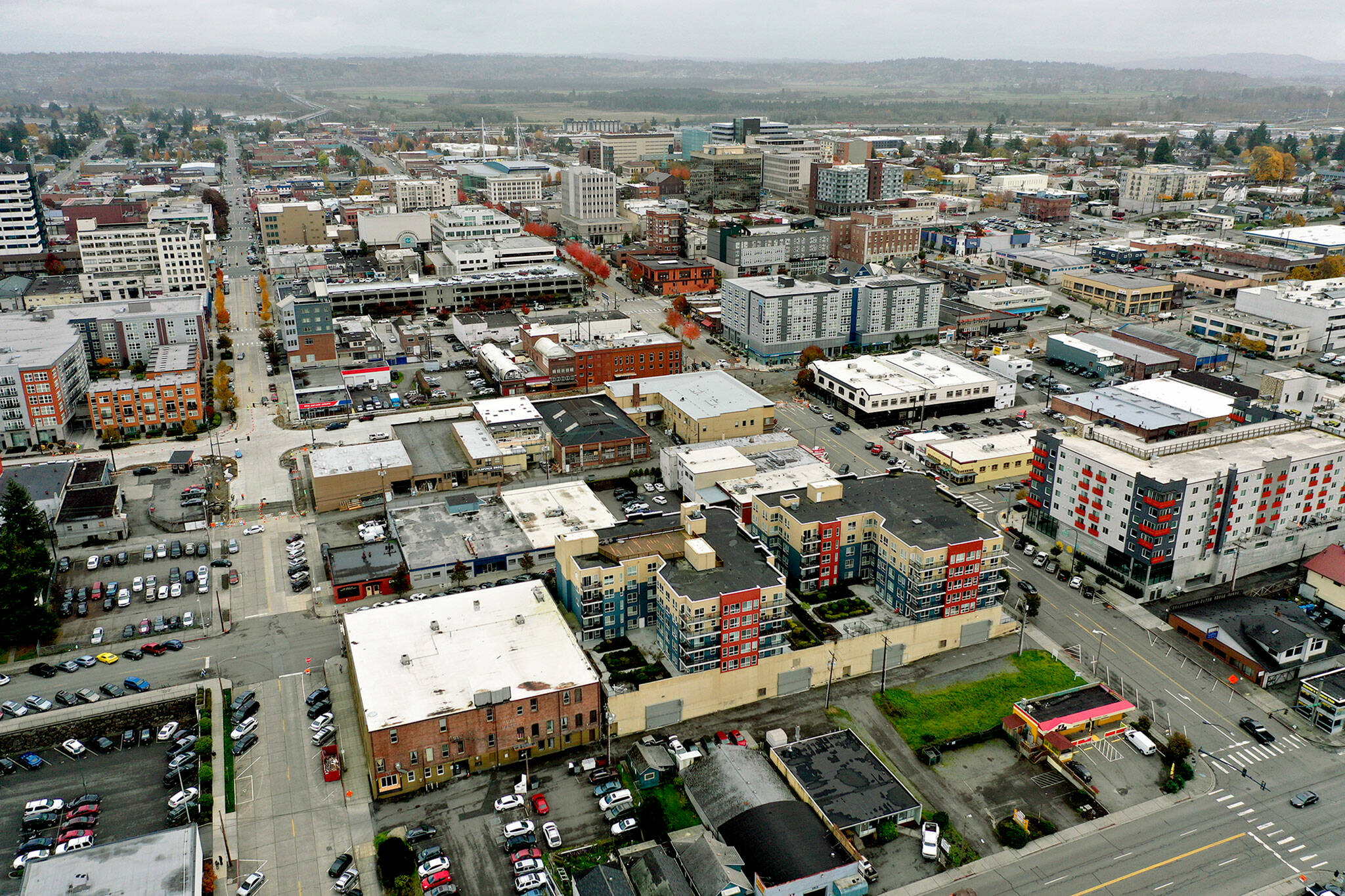 Downtown Everett, looking east-southeast, October 2019. (Chuck Taylor / The Herald)