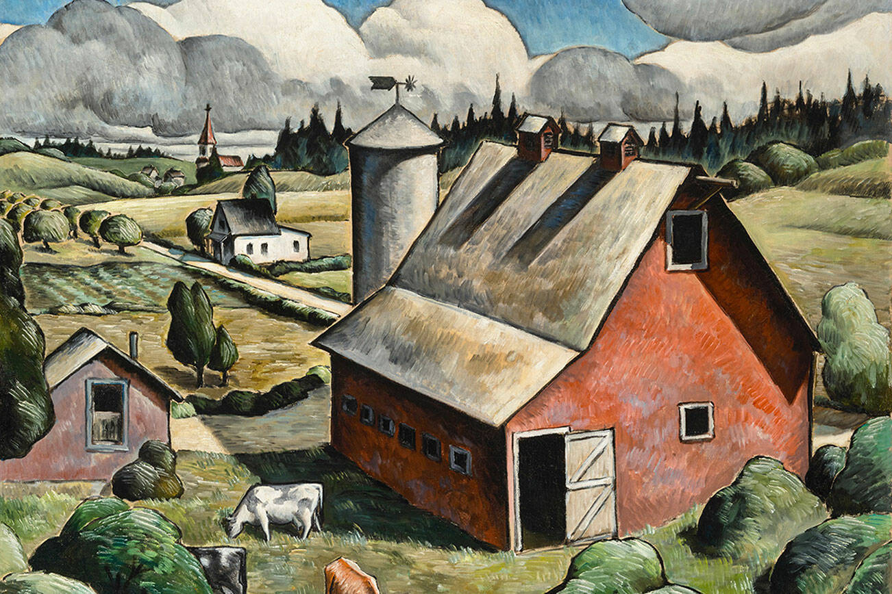 "Washington Farm," ca. 1934 Oil on canvas, 27 1/2 × 33 1/2 in. Collection of Lindsey and Carolyn Echelbarger, promised gift to Cascadia Art Museum