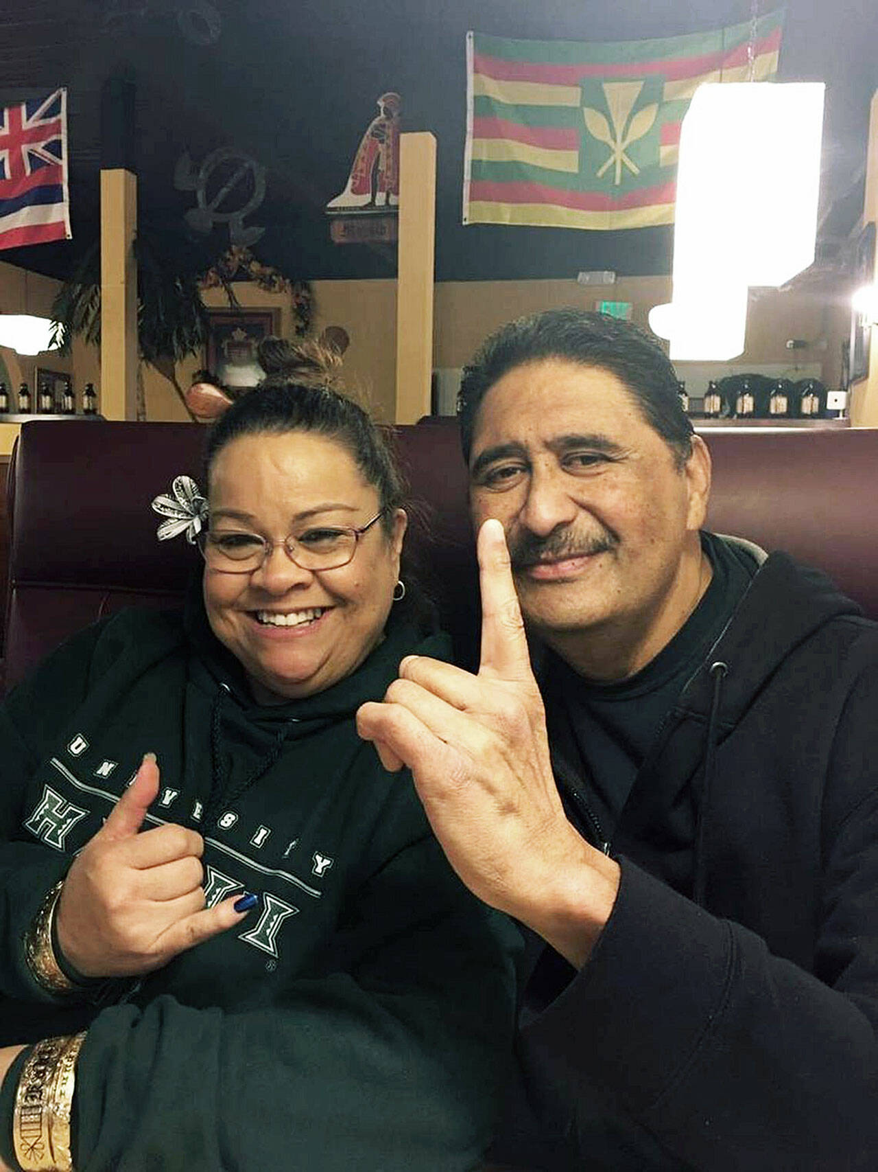 Bobby Nakihei (right) of Everett, shown with his wife, Diana, died of COVID-19 this month. In 2017 he received a heart and kidney from Justin Elzinga, a 20-year-old Kennewick college student who died unexpectedly. (Family photo)