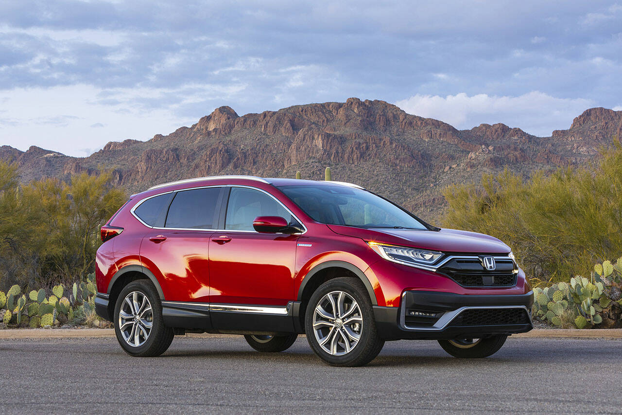 The 2022 Honda CR-V Hybrid has five-passenger seating and comes standard with all-wheel drive. (Manufacturer photo)
