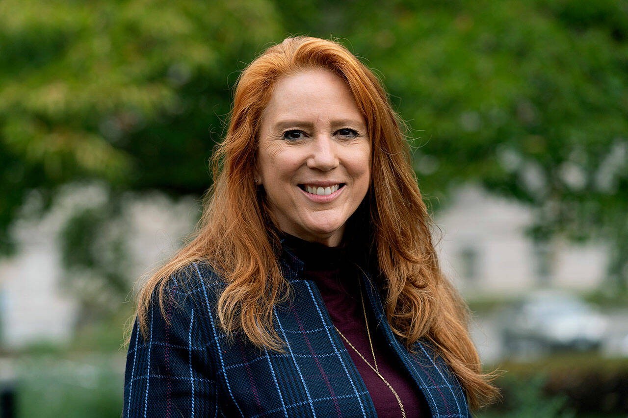 Kim Wyman, Washington state’s Secretary of State, poses for a photo on Sept. 15, 2020, in Olympia. (AP Photo/Ted S. Warren)