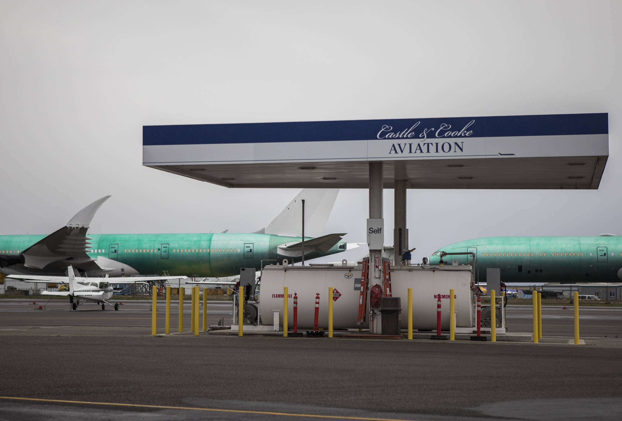 The Castle & Cooke fueling station at Paine Field in Everett. (Olivia Vanni / The Herald)