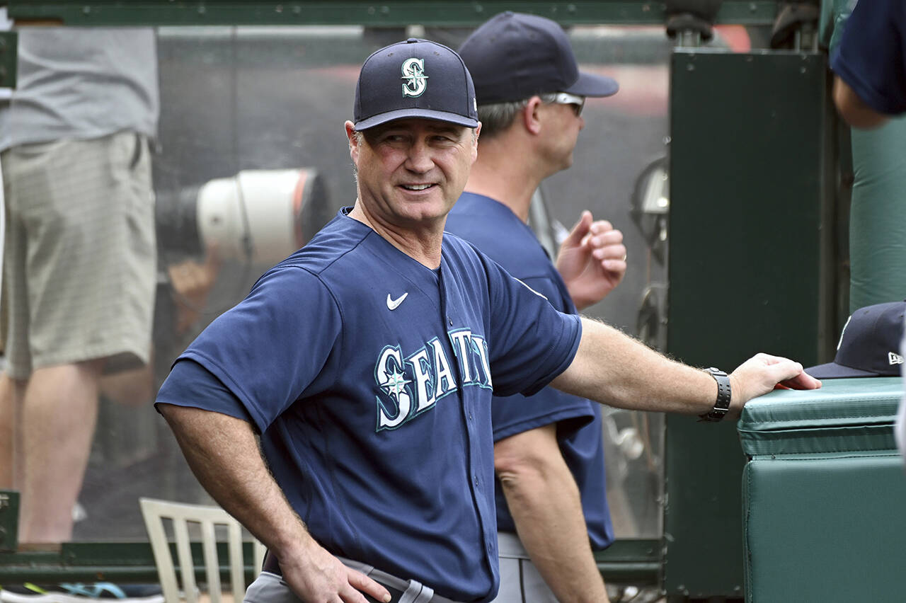 Mariners manager Scott Servais finished second in the voting for the American League Manager of the Year award announced on Tuesday. (AP Photo/Michael Owen Baker)